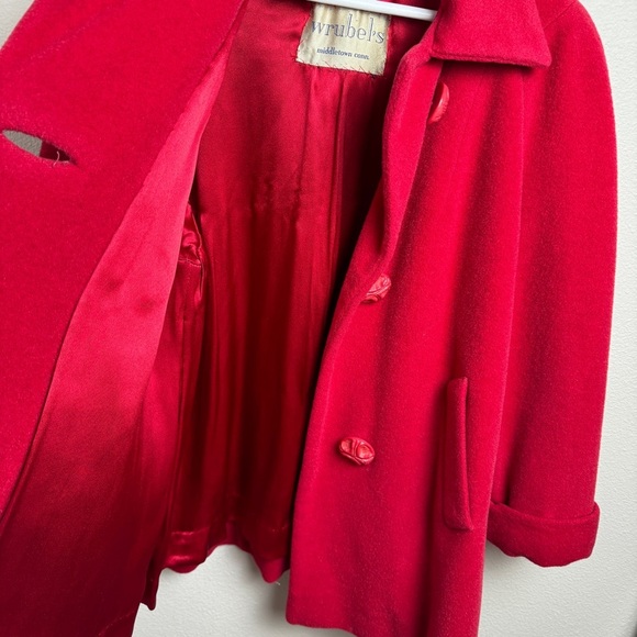 Vintage Wrubels 100% Virgin Wool Button Down‎ Coat Red - Picture 4 of 14